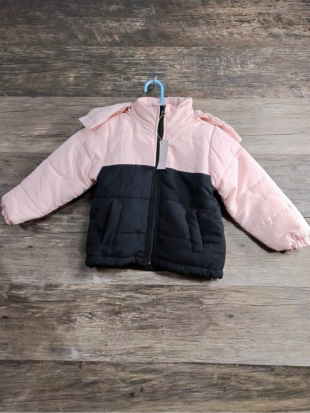 Operation Warm Pink and Black Kids Colorblock Puffer Jacket